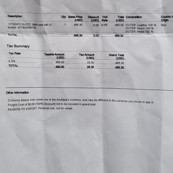 Men size 90-36 Gucci Web Belt with G Buckle - Picture 8 of 9